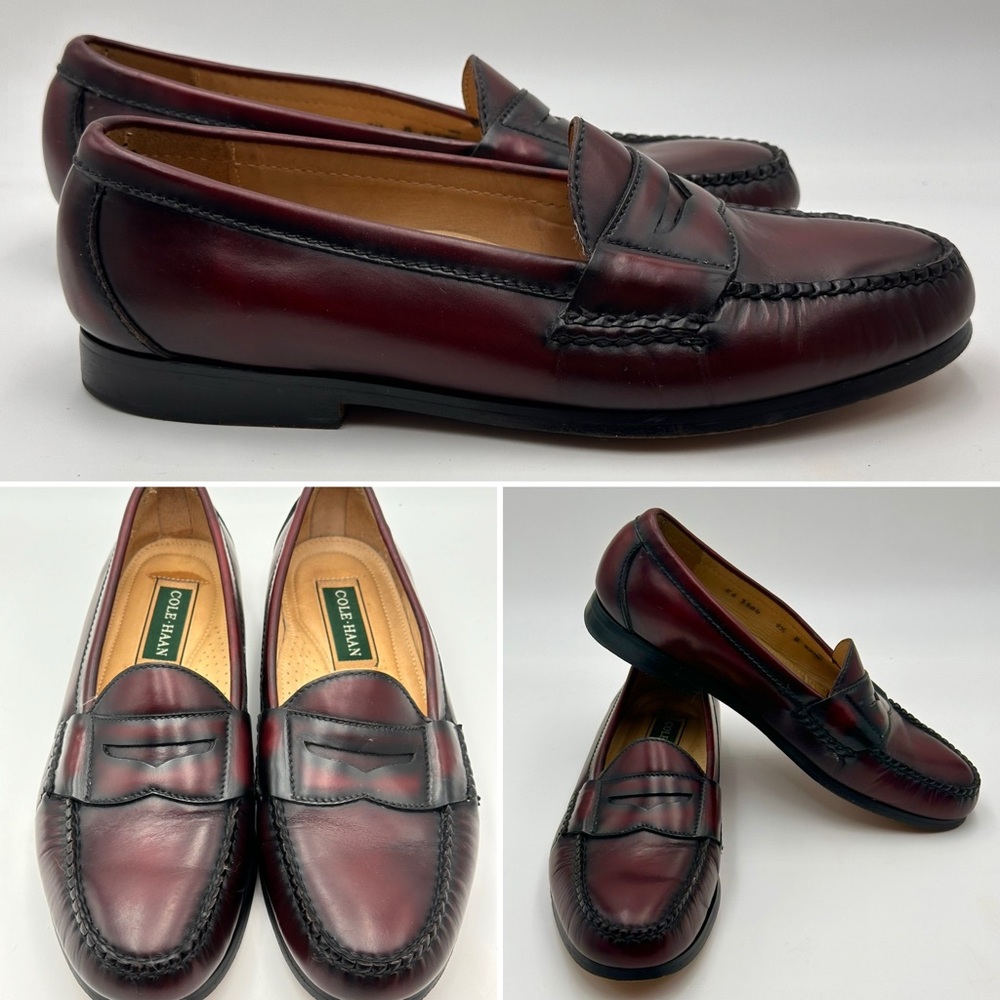 COLE HAAN VINTAGE PINCH PENNY LOAFER SHOES MENS SIZE 9.5 OXBLOOD BURGUNDY RED